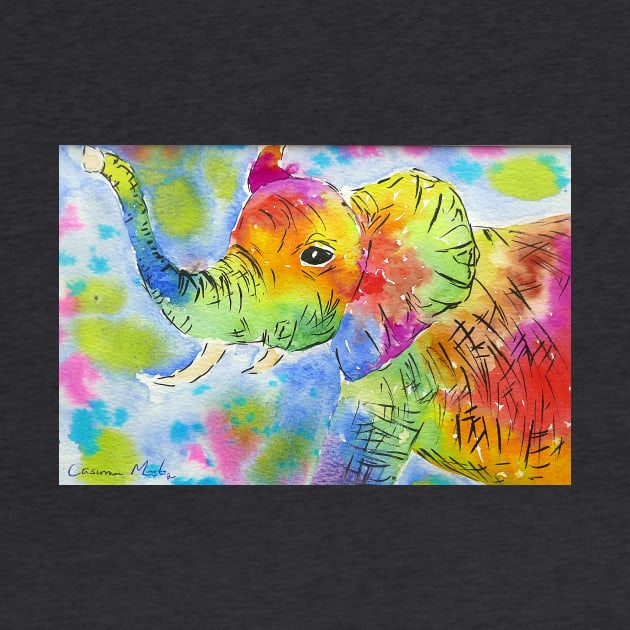 Colourful Cute Elephant blowing his own trumpet by Casimirasquirkyart